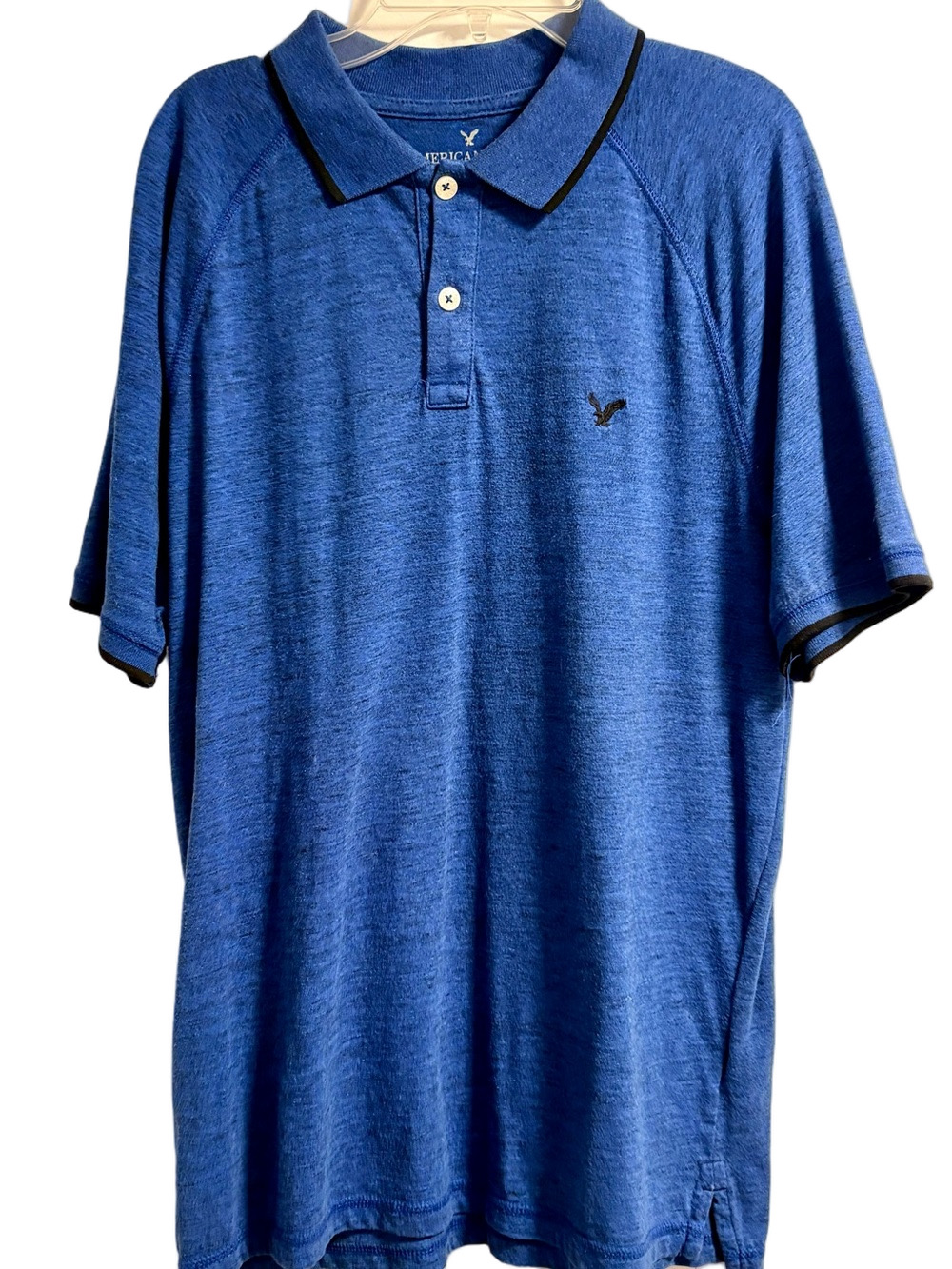 American Eagle Blue Polo Shirt with Contrast Trim- Medium